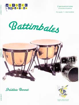 Illustration de Battimbales pour 2 percussionnistes (2 timbales et batterie)