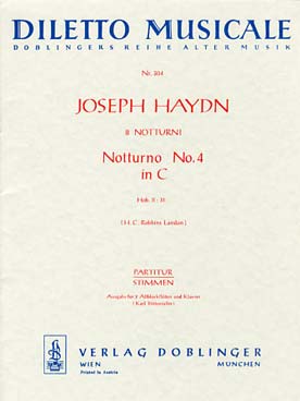 Illustration de 8 Nocturnes pour 2 lyres, 2 cors, 2 violons, 2 altos et basse - N° 4 Hob. II:31 en do M