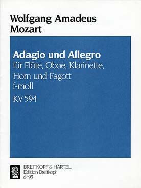 Illustration de Adagio et allegro K 594 en fa m pour flûte, hautbois, clarinette, cor et basson