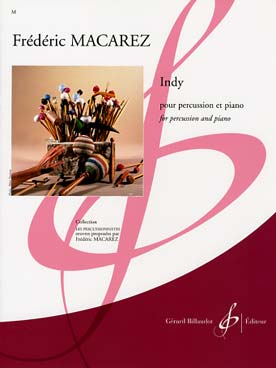Illustration de Indy pour percussion (cymbale crash, caisse claire, toms, grosse caisse, triangle) et piano