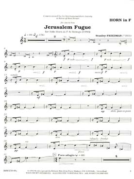 Illustration de Jerusalem fugue pour cor et quatuor à cordes - Parties séparées  