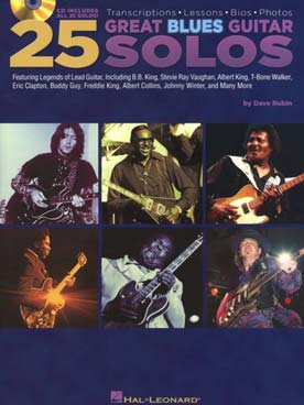 Illustration de 25 Great blues guitar solos :  transcriptions, lessons, bio and photos