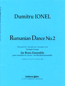 Illustration de Rumanian dance n° 2 pour ensemble de  cuivres (4 trompettes, 2 cors en Fa, 3 trombones et tuba)