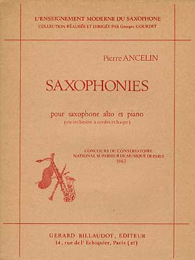 Illustration de Saxophonies pour saxophone et piano (ou orchestre à cordes et harpe)