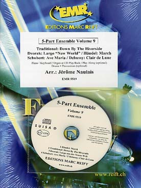 Illustration de ALBUM 5-PART ENSEMBLE avec piano et percussion en option + CD play-along - Vol. 9 : Dvorak, Händel, Debussy, Schubert...