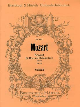 Illustration mozart concerto n°  2 k 417 en mi b vln2