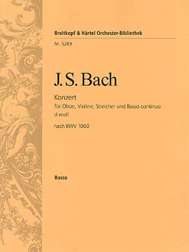 Illustration de Concerto BWV 1060 en ré m - violoncelle/contrebasse