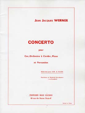 Illustration de Concerto pour cor, orchestre à cordes, piano et percussion réduction cor et piano  