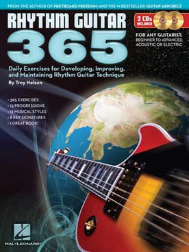 Illustration de RHYTHM GUITAR 365 :  daily exercises for developing, improving and maintaining  rhythm guitar technique