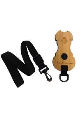 Illustration de Planche pour pique violoncelle en bois de hêtre, antidérapant, en forme de violoncelle, à caler au pied de la chaise avec la sangle