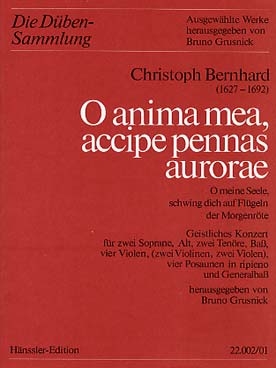 Illustration de O anima mea, accipe pennas aurorae pour chœur, 4 trompettes, 4 altos et basse continue - Conducteur