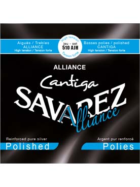 Illustration de Cordes Savarez Alliance/Cantiga bleues  jeu complet : 3 aiguës Alliance  3 basses Cantiga filées argent pur  renforcé et poli 