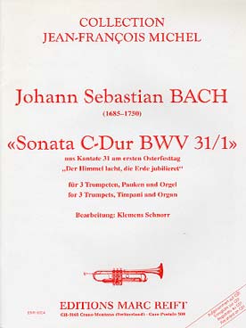 Illustration de Sonate BWV 31/1 en do M pour 3 trompettes, timbales et orgue