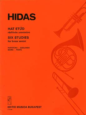 Illustration de Six studies for brass sextet (pour 3 trompettes, 2 trombones et un tuba) (conducteur et parties)