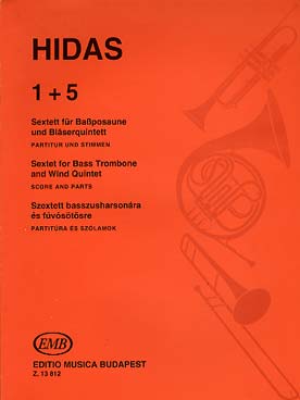 Illustration de 1 + 5 : sextett pour trombone basse et quintette à vents (flûte, hautbois, clarinette, cor, basson, trombone basse)