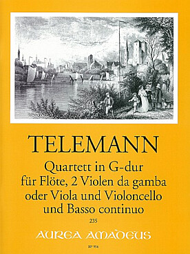 Illustration de Quartett en sol maj TW43:G12 pour flûte, 2 violes de gambe (ou alto et cello) et basse continue
