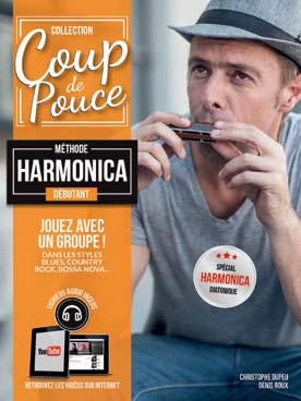 Illustration de COUP DE POUCE, méthode - Coup de pouce harmonica (ROUX/MARULL) pour débutants avec support audio