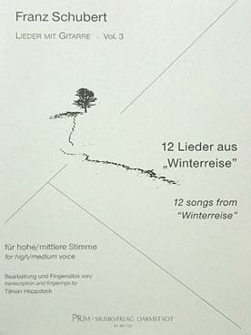 Illustration de 12 Lieder aus Winterreise pour voix moyenne/haute et guitare
