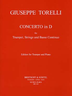 Illustration de Concerto en ré M pour trompette, cordes et basse continue, réd. piano   