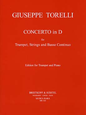 Illustration de Concerto en ré M pour trompette, cordes et basse continue, réd. piano