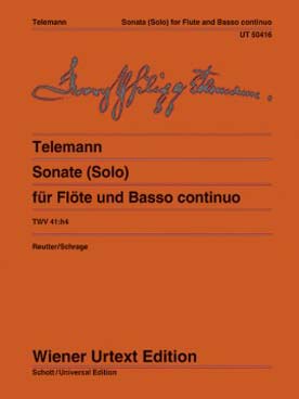 Illustration de Sonate TWV 41:h4 Tafelmusik pour flûte et basse continue   