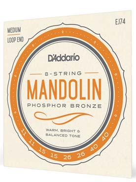 Illustration de CORDES D'ADDARIO Mandoline EJ74 Medium PB - Jeu complet