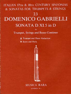 Illustration de Sonate N° IX.5 en ré M pour trompette, cordes et basse continue, réd. piano   
