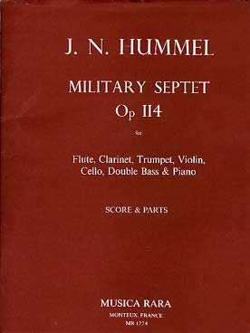 Illustration de Military septet op. 114 pour flûte, clarinette, trompette, violon, violoncelle, contrebasse et piano