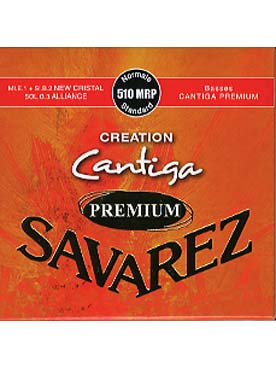 Illustration de CORDES SAVAREZ Création/Cantiga Premium rouge - Jeu complet : 2 aiguës New Cristal et 1 Alliance - 3 basses Cantiga Premium