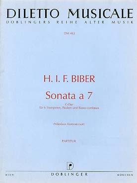 Illustration de Sonata a 7 en do M pour 6 trompettes, percussions et basse continue - Conducteur