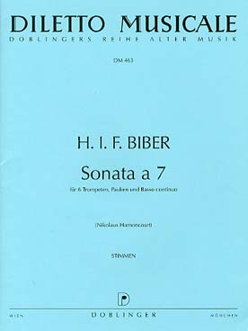 Illustration de Sonata a 7 en do M pour 6 trompettes, percussions et basse continue - Parties séparées