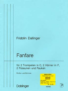 Illustration de Fanfare pour 2 trompettes, 2 cor en fa,  2 trombones et percussions