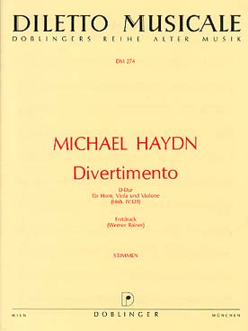 Illustration de Divertimento en ré M Hob. IV:D3 pour cor alto et contrebasse - Parties séparées