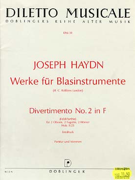 Illustration de Divertimento N° 2 en fa M pour 2 cors, 2 hautbois et 2 bassons
