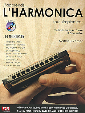 Illustration de J'apprends... l'harmonica tout simplement : méthode ludique, claire et progressive avec CD (14 morceaux)