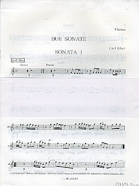 Illustration biber due sonate per clarino parties