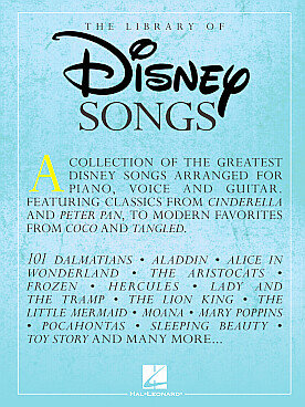 Illustration de DISNEY SONGS (P/V/G) : plus de 50 titres connus arrangés pour piano, voix et guitare