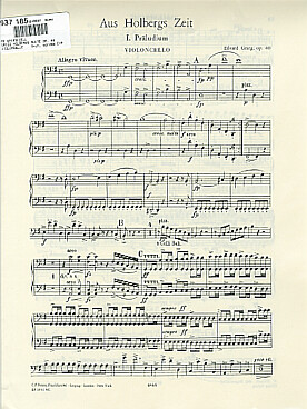 Illustration de Holbergs Suite op. 40 pour cordes - Violoncelle