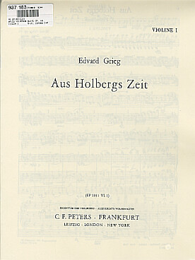 Illustration de Holbergs Suite op. 40 pour cordes - Violon 1