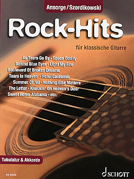 Illustration de ROCK HITS für klassische Gitarre : 25 chansons populaires avec tablatures et accords