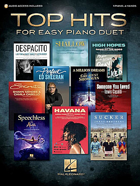 Illustration top hits for easy piano duet