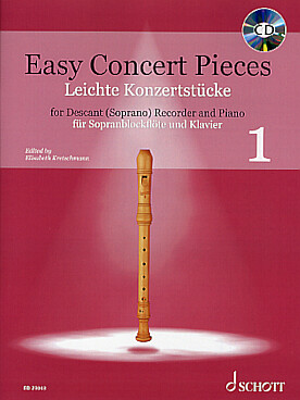 Illustration de EASY CONCERT PIECES avec CD play-along (flûte à bec soprano) - Vol. 1 : Vivaldi, Verdi, Beethoven, Hasse, Orff ...