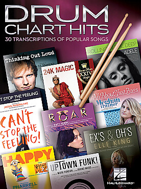 Illustration de DRUM CHART HITS : 30 transcriptions of popular songs