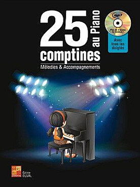 Illustration de 25 COMPTINES AU PIANO : mélodies (avec paroles) et accompagnements en grosses notes