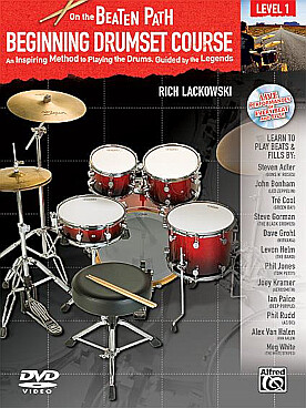 Illustration de On the beaten path (avec CD et DVD) - Beginning drumset course level 1