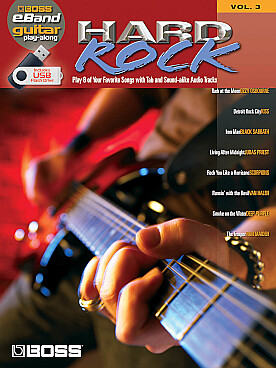 Illustration de HARD ROCK, Play 8 of your favorite songs with Tab and sound-alike audio tracks (avec clé USB) - Vol. 3
