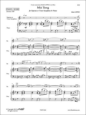 Illustration de Mix' song pour saxophone ténor ou  soprano