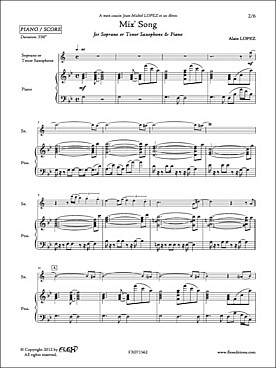 Illustration de Mix' song pour saxophone ténor ou  soprano