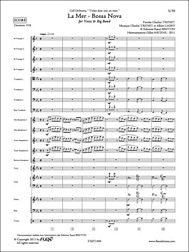 Illustration de La Mer, bossa nova pour voix et big band (saxophones,trompettes, trombones, piano, guitare, basse, batterie)