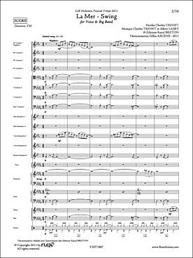 Illustration de La Mer, swing pour voix et big band (saxophones,trompettes, trombones, piano, guitare, basse, batterie)